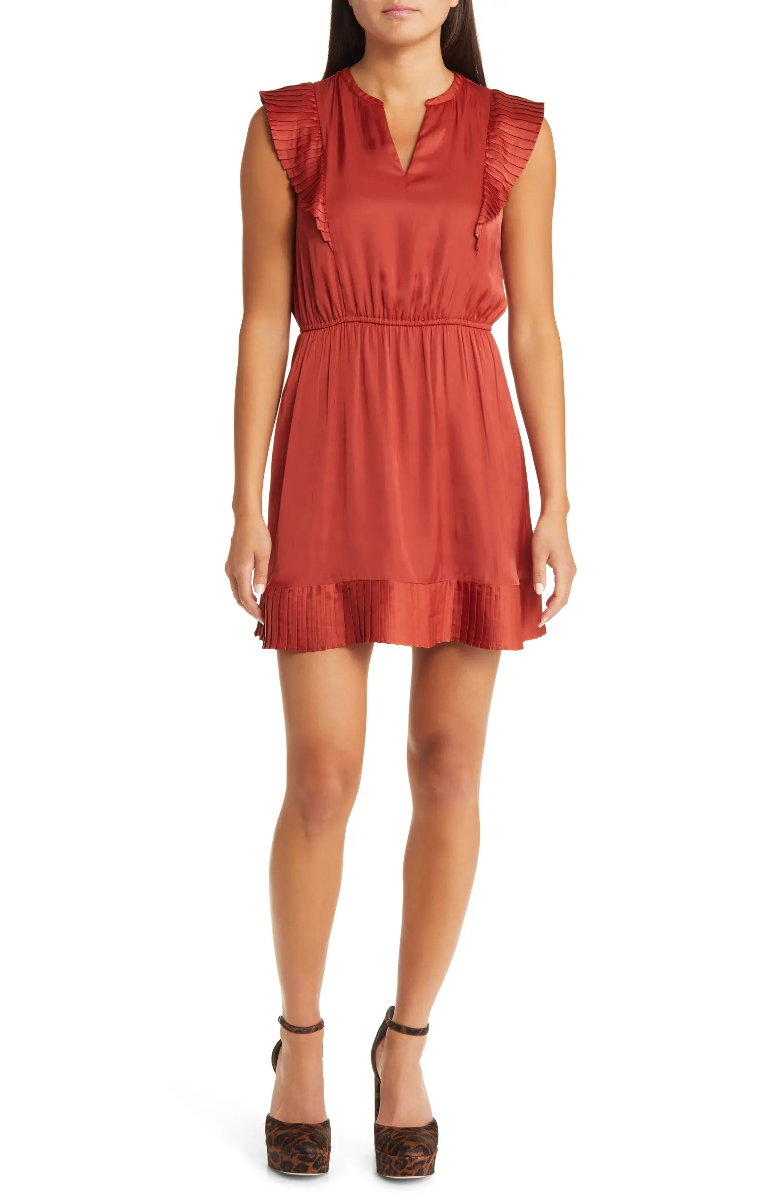 Steve Madden Pleated Cap Sleeve Minidress | Nordstrom | Nordstrom