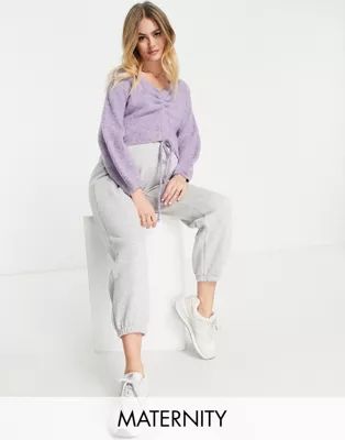 Mamalicious Maternity ruched front sweater in lilac | ASOS | ASOS (Global)