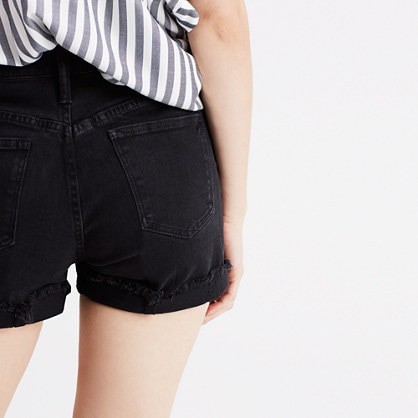 High-Rise Denim Shorts in Washed Black | Madewell