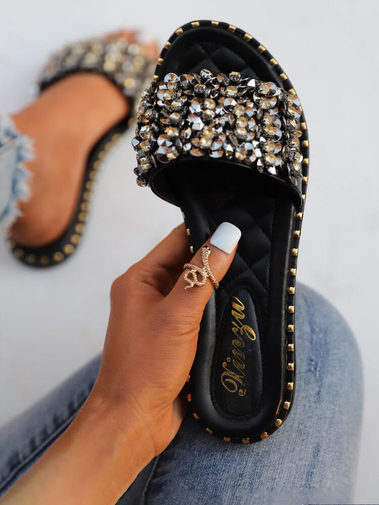 Rhinestone Decor Slide Sandals | SHEIN