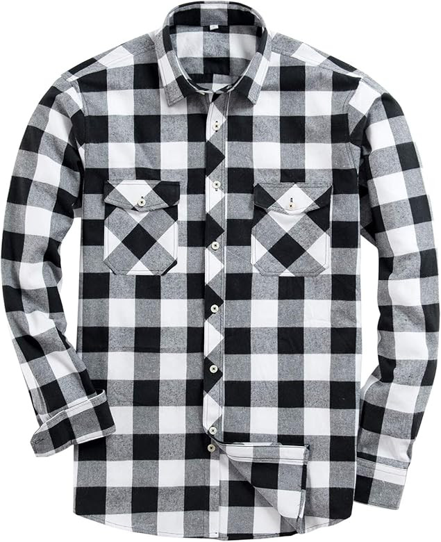 Alimens & Gentle Men's Button Down Regular Fit Long Sleeve Plaid Flannel Casual Shirts | Amazon (US)