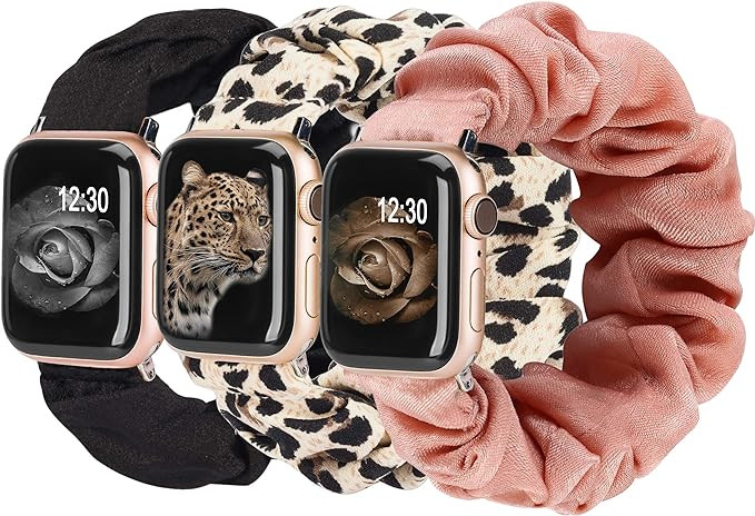 TOYOUTHS 3 Packs Compatible with Apple Watch Band Scrunchies 38mm Cloth Soft Pattern Printed Fabr... | Amazon (US)