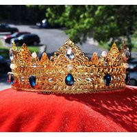 Queen King Crown, Male Men's Crowns & Tiaras, Gold, Medieval, Hair Accessories, Custom Royal, Baroque Royal | Etsy (US)