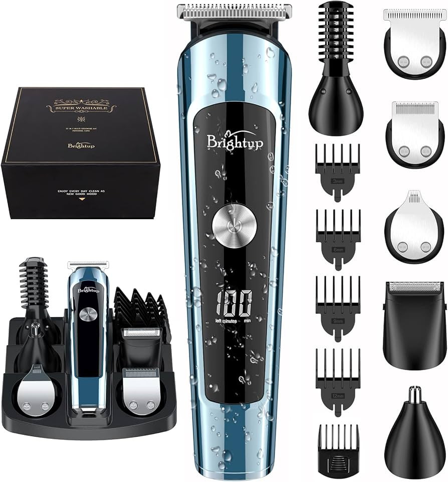 Brightup Beard Trimmer for Men, IPX7 Waterproof Beard Trimming Kit with Electric Razor, Hair Clip... | Amazon (US)