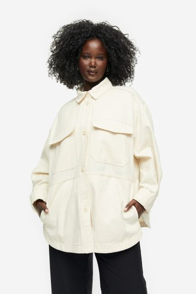 Twill Shacket - Cream - Ladies | H&M US | H&M (US + CA)