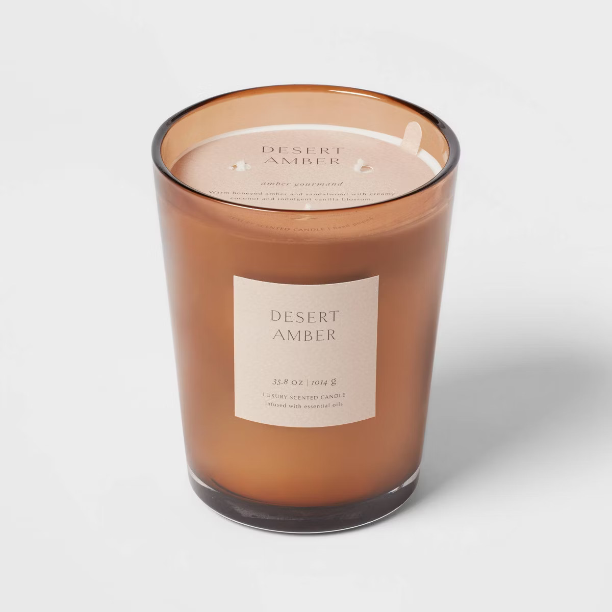 Colored Vase Glass with Dustcover Desert Amber Candle Brown - Threshold™ | Target