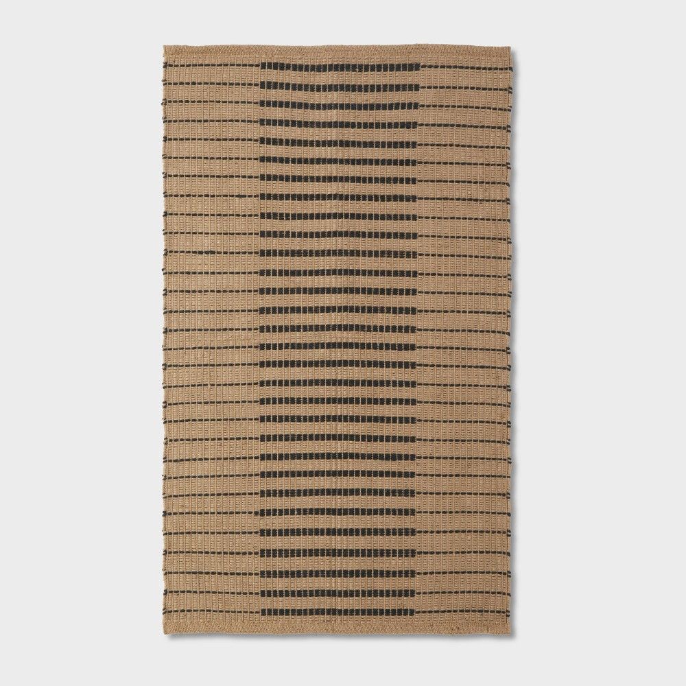 3'x5' Reseda Hand Woven Striped Jute Cotton Area Rug Black - Threshold designed with Studio McGee | Target