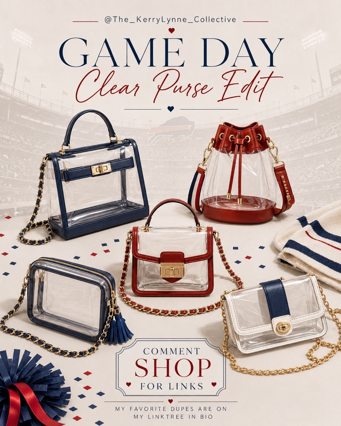 Game Day Clear Purse Edit ❤️💙🏈

Stadium-approved doesn’t have to mean boring. I rounded up some of my favorite clear game day bags that still feel cute, polished, and easy to style with your favorite team-day look.

From structured top handles to crossbodies and bucket styles, these are perfect for tailgates, football games, concerts, and stadium events all season long.

#GameDayStyle #ClearBag #StadiumStyle

#LTKgrwm #LTKootd