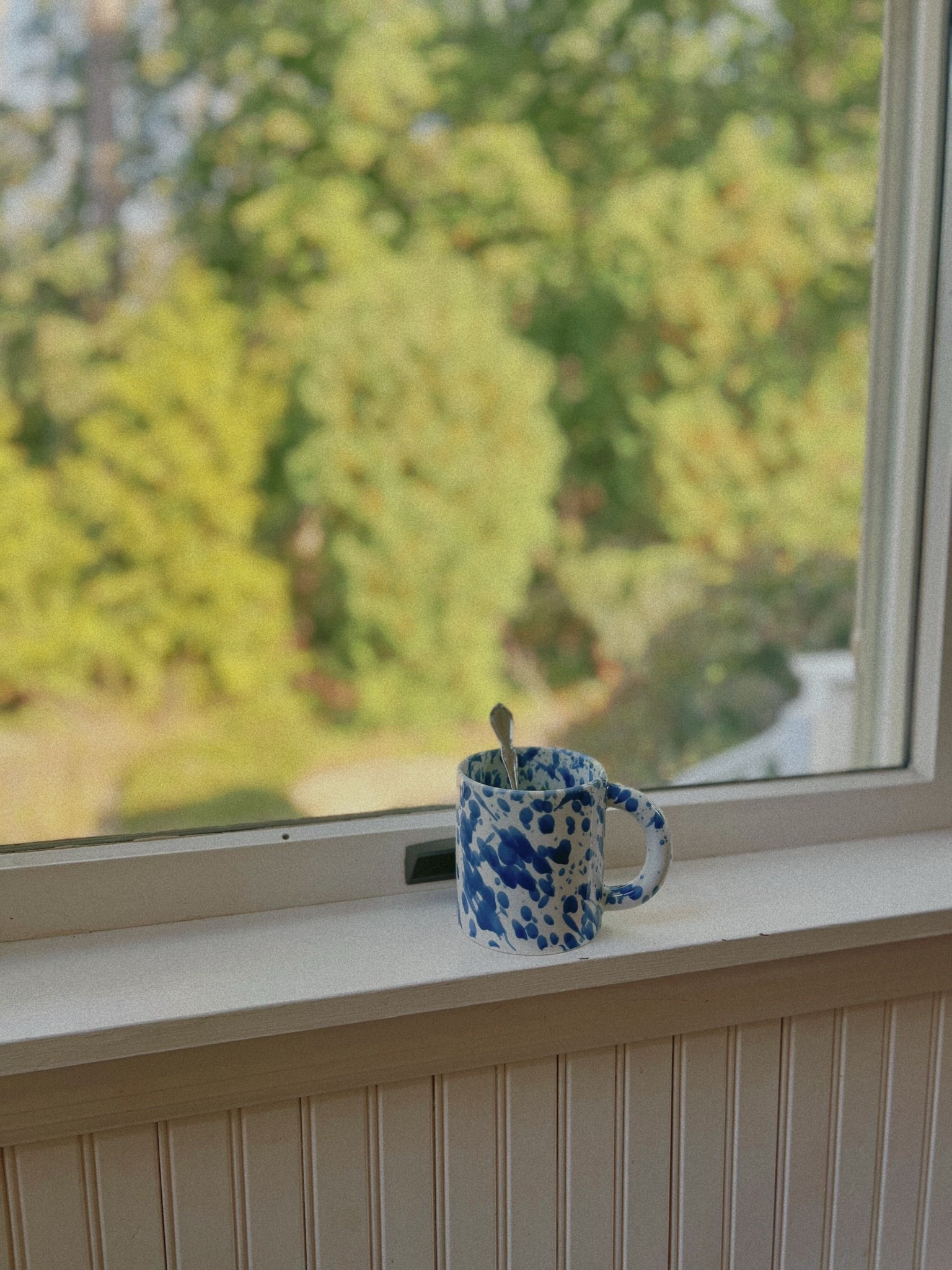 Blue and white splatterware mugs from @Target