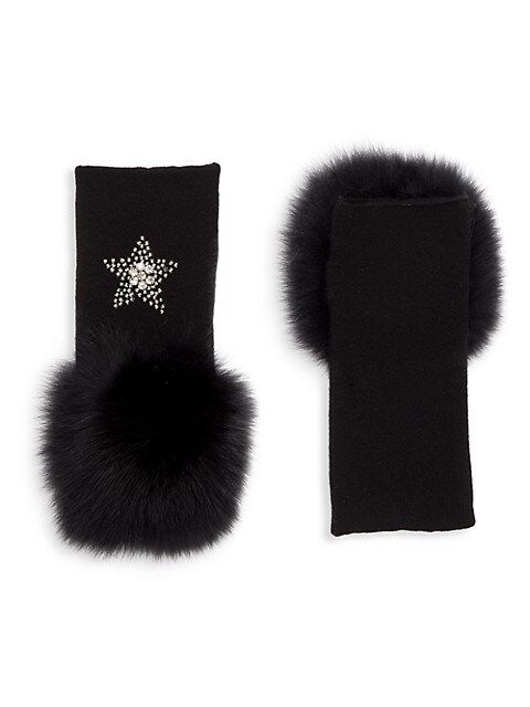 Wool-Blend & Fox Fur Crystal-Embellished Star Fingerless Gloves | Saks Fifth Avenue