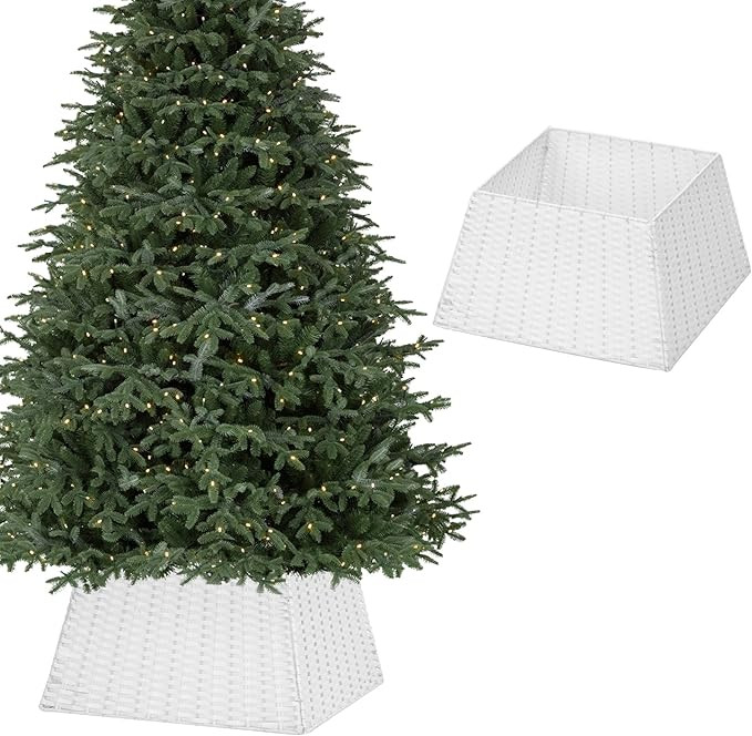 BAYN Christmas Tree Collar Skirt, Rattan Wicker Xmas Tree Collar Basket Ring Base Stand Cover for... | Amazon (US)