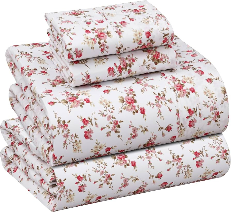 RUVANTI 100% Cotton Percale Sheets Queen Size, Bouquet | Amazon (US)