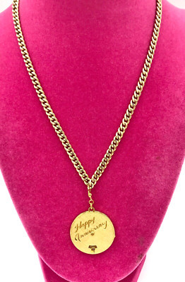 Monet Happy Anniversary Pendant Charm Necklace 1960's~ Movable Customizable Date | eBay US
