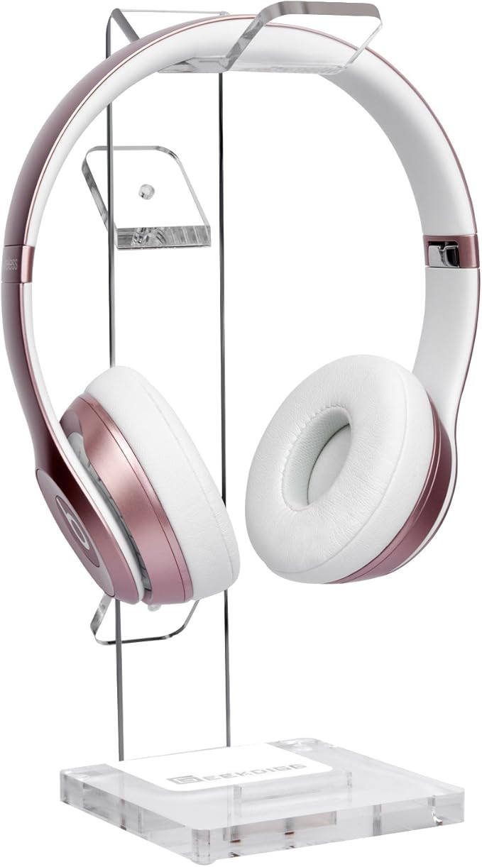 GeekDigg Acrylic Headset Headphone Stand Gaming Headphone Holder with Cable Organizer-Transparent | Amazon (US)
