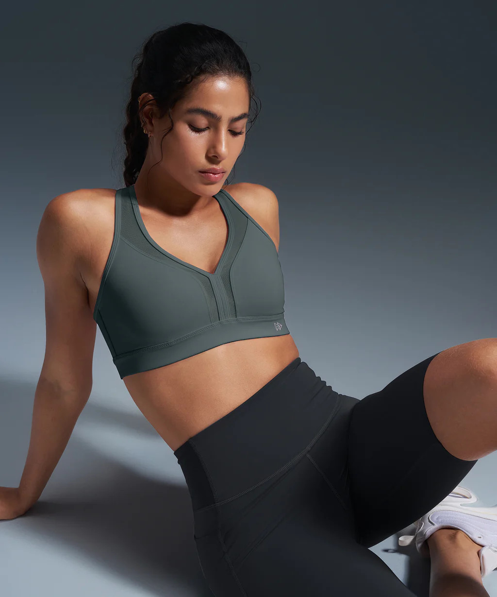 Power V-Neck Cross Back Padded Running Bra | Women's High Support Sports Bra | Yvette Sports Development