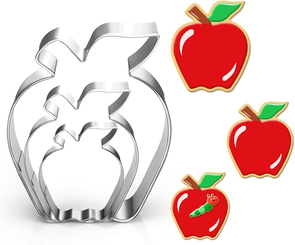 Apple Cookie Cutter Set-Size 3.5" 2.7" 1.9"-3 Pieces-Cookie Cutters | Amazon (US)