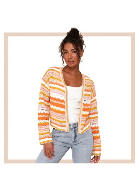 Orange striped crochet cardigan sweater 

#LTKfindsunder50 #LTKfindsunder100 #LTKstyletip
