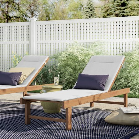 Callaway Reclining Teak Chaise Lounge with Cushion Reclining: Yes Premium Materials: Natural Hardwoo | Walmart (US)