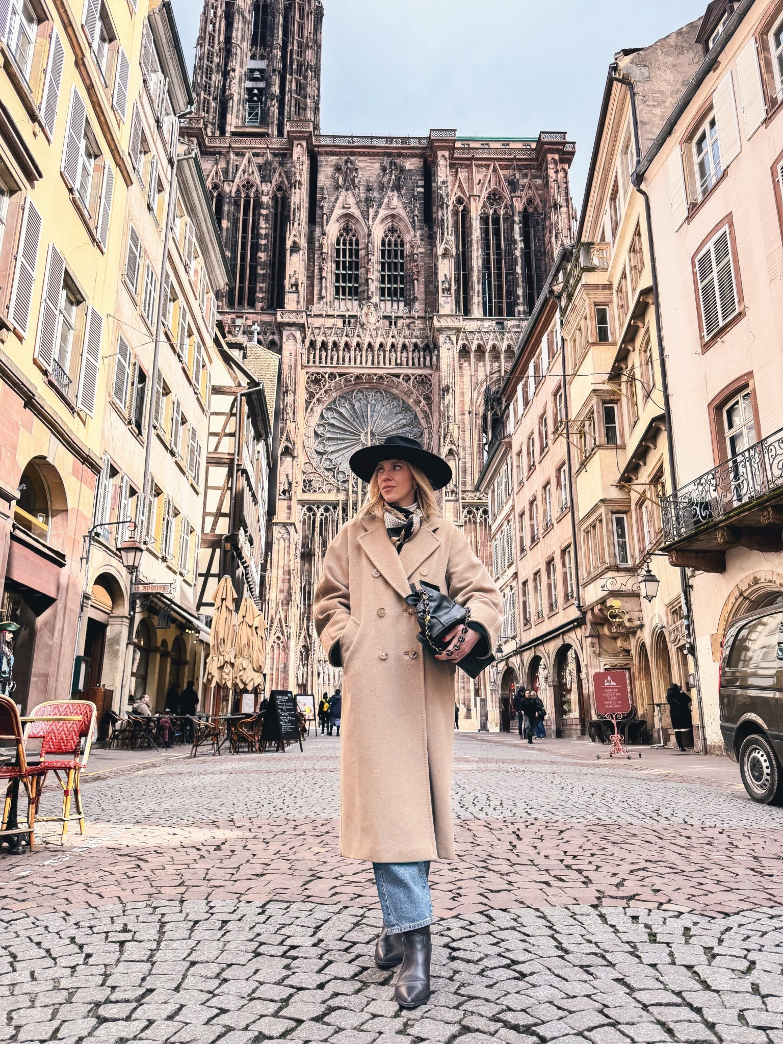 Camel coat outfit, European vacation look, @Janessa Leone wool hat, silk scarf outfit, Loewe Flamenco pouch handbag 

#LTKOver40 #LTKTravel #LTKSeasonal