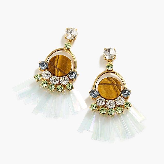 Crystal and stone fringe earrings | J.Crew US
