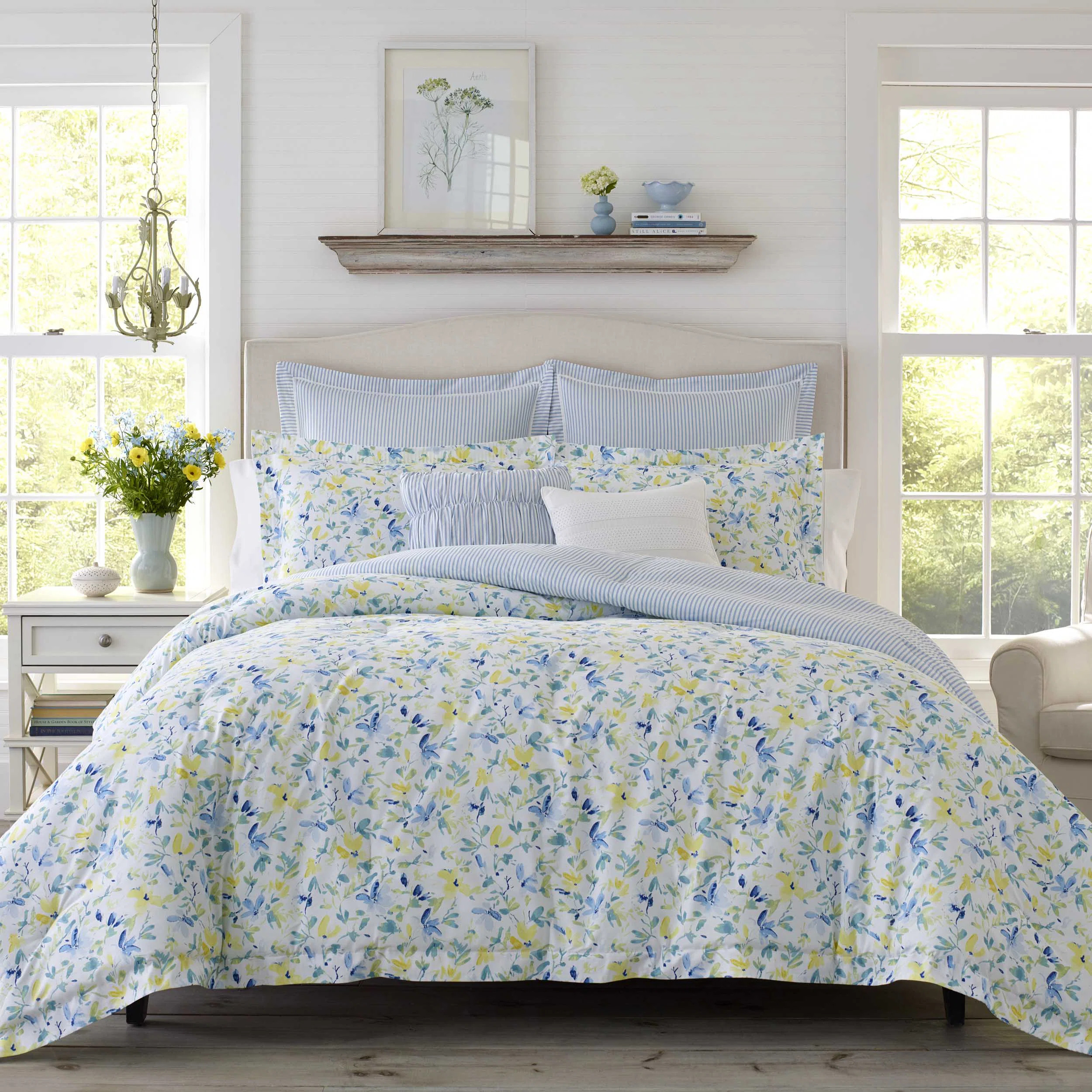 Laura Ashley Nora Blue Cotton Comforter Bonus Set & Reviews | Wayfair | Wayfair North America