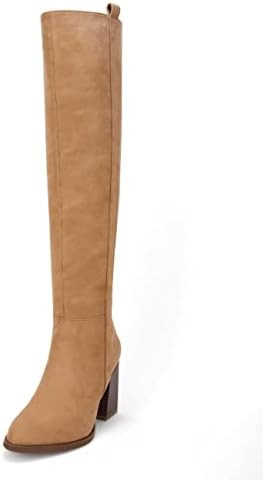 Ermonn Womens Faux Suede Knee High Side Zipper Chunky Heel Stretch Winter Boots | Amazon (US)