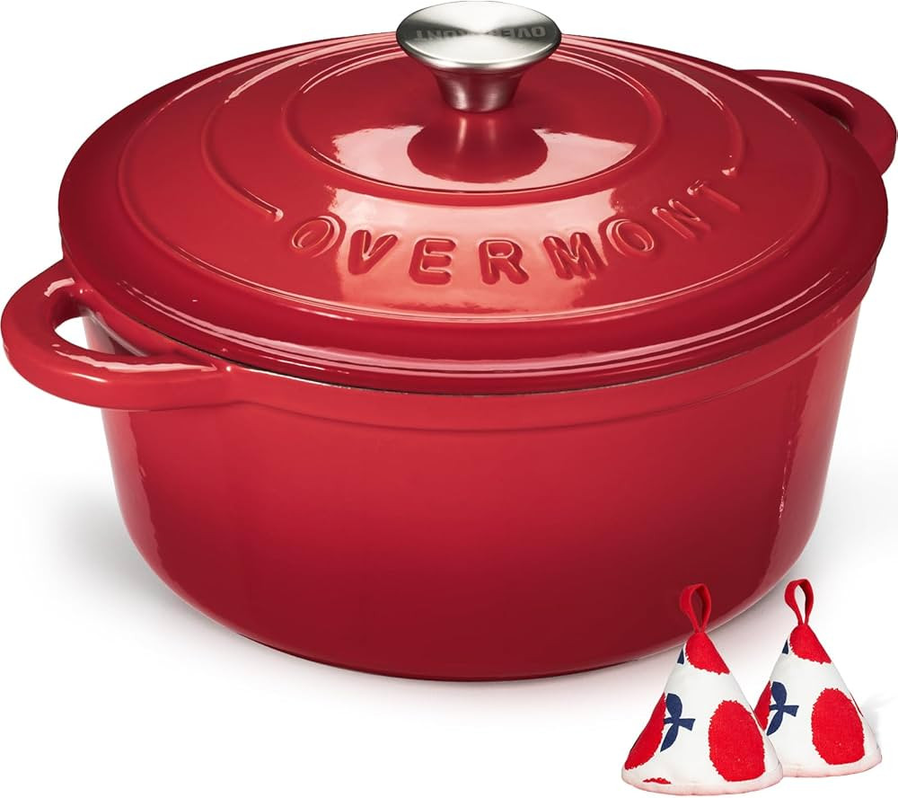 Overmont Enameled Cast Iron Dutch Oven - 5.5QT Cookware with Cookbook Cotton Heat-resistant Caps ... | Amazon (CA)