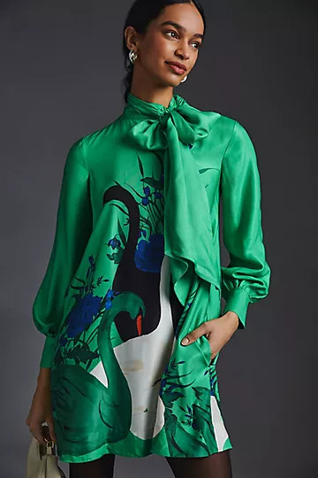 Maeve Tie-Neck Mini Dress | Anthropologie (US)