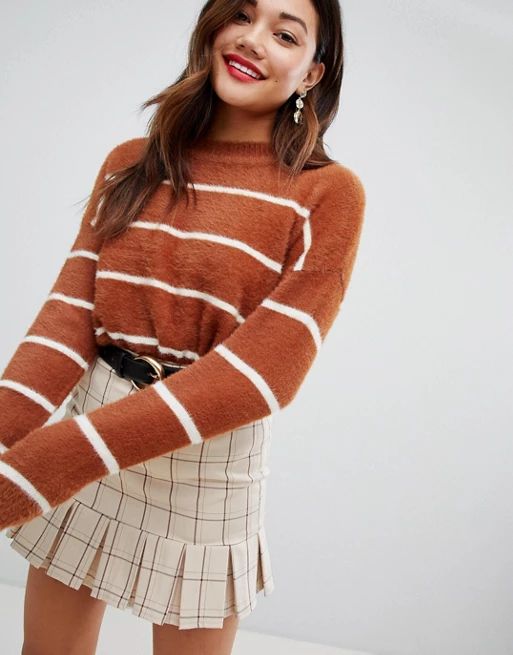 New Look Fluffy Stripe Sweater | ASOS US