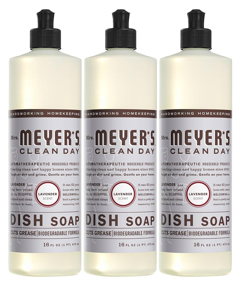 MRS. MEYER'S CLEAN DAY Liquid Dish Soap, Biodegradable Formula, Lavender, 16 fl. oz - Pack of 3 | Amazon (US)