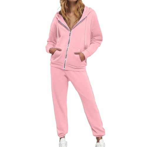Pink Jogger Sets For Women,Sweatsuits Women 2 Piece Outfit Drawstring Zip Up Hoodie Matching Sweatpants Travel Comfy Lounge Sets 2026 Pink Medium | Amazon (US)