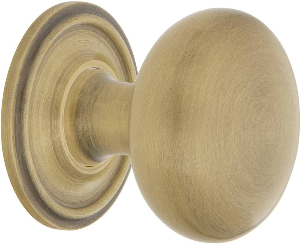 Nostalgic Warehouse New York Brass 1 3/8" Cabinet Knob with Classic Rose in Antique Brass | Amazon (US)