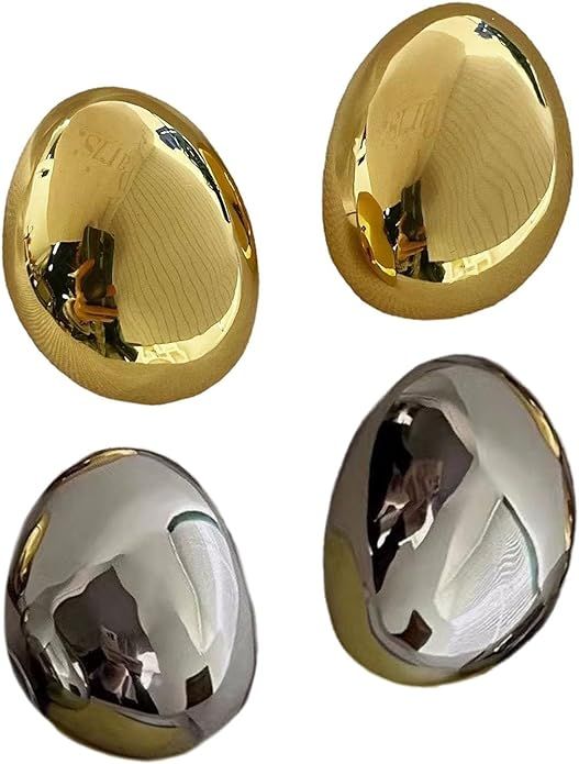 Chunky Gold Hoop Earrings for Women, Lightweight Waterdrop Hollow Open Hoops Tear Drop Silver Gol... | Amazon (US)