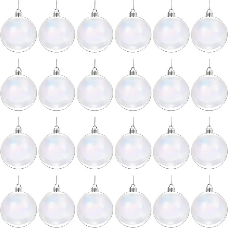 24 Pcs Iridescent Christmas Ornaments Balls Clear Plastic Ornaments for Crafts with Thread Tree D... | Walmart (US)