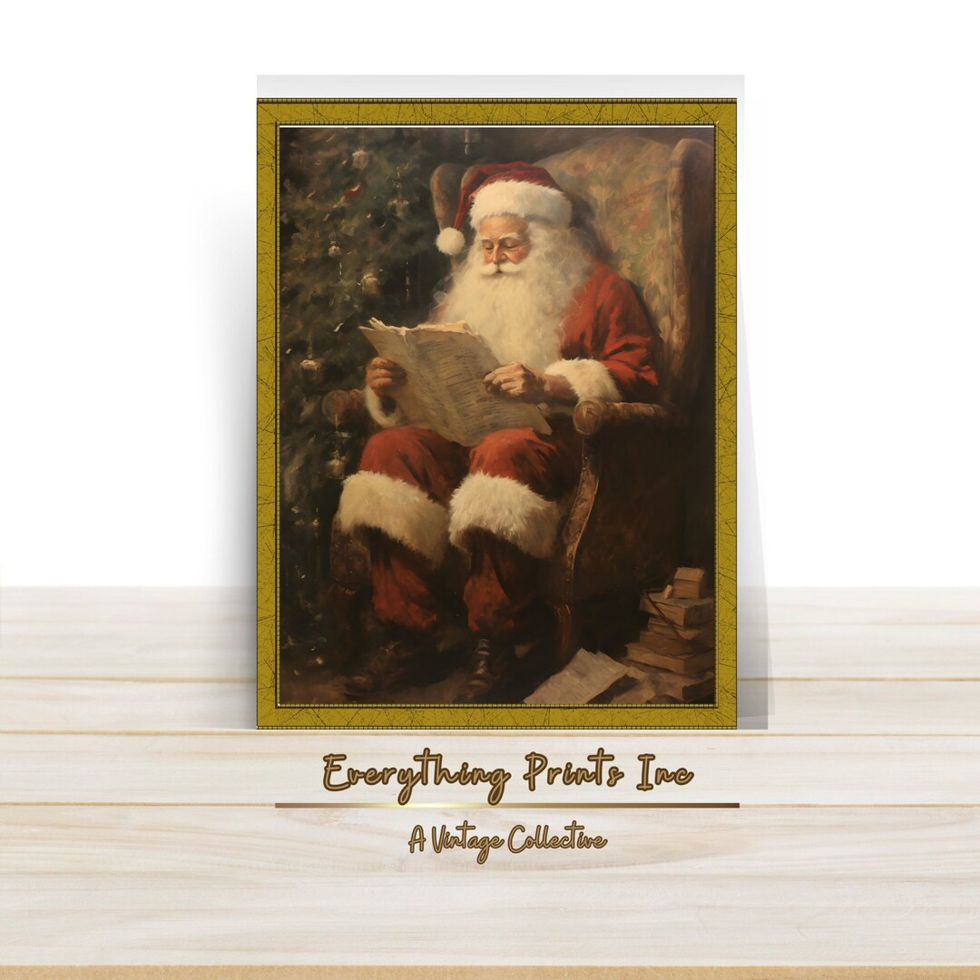 VINTAGE Santa Printable Santa Claus Antique Painting Retro - Etsy | Etsy (US)