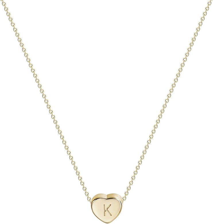 Tiny Gold Initial Heart Necklace-14K Gold Filled Handmade Dainty Personalized Letter Heart Choker... | Amazon (US)