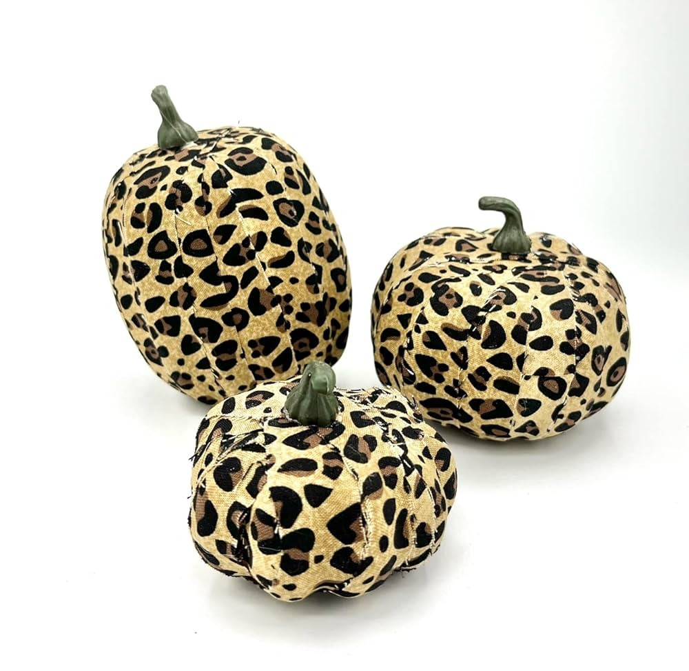 PUMPKINS -Leopard Cheetah print Pumpkins Set of 3, fall trendy decor | Amazon (US)