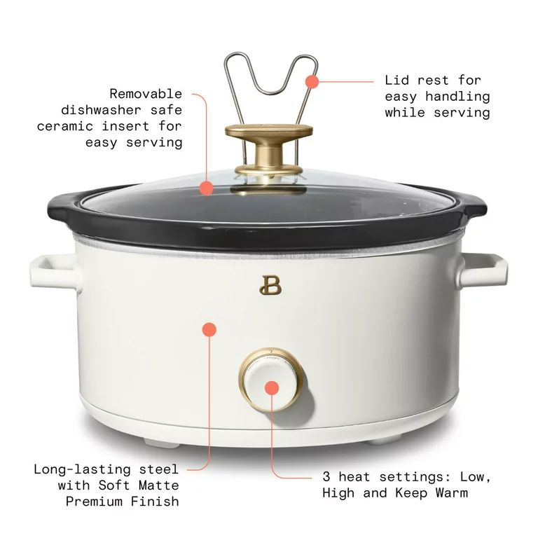 Beautiful 8QT Slow Cooker, White Icing by Drew Barrymore | Walmart (US)