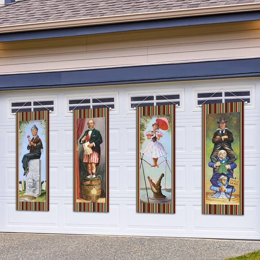 Halloween Decorations Large set of 4 Haunted Mansion Stretching Portraits Outdoor Vinyl Halloween... | Amazon (US)