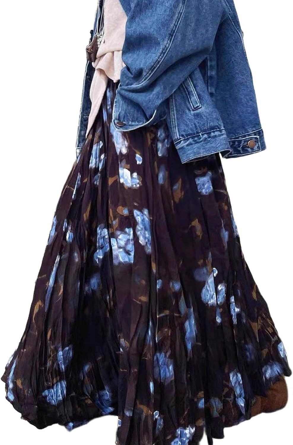 Retro midi Skirt for Women, Loose and Slimming, Big Swing Long Skirt, Floral midi Skirt, Pleated Printed Skirt | Amazon (US)