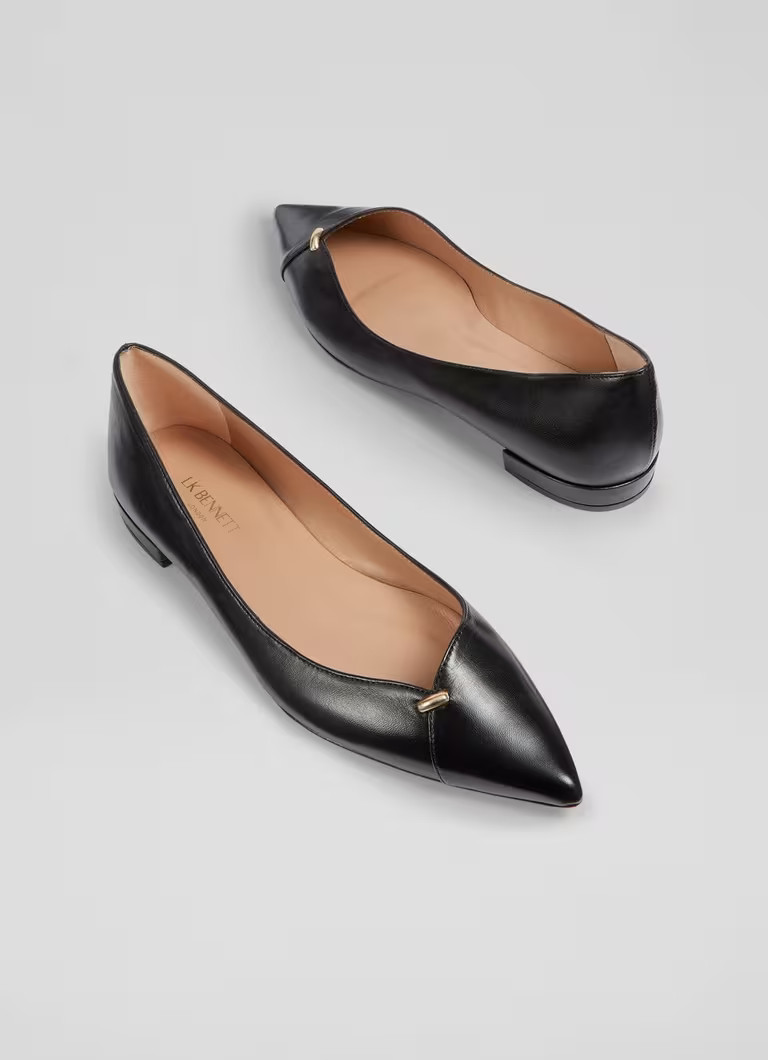 Cally Black Leather Flats | L.K. Bennett (UK)