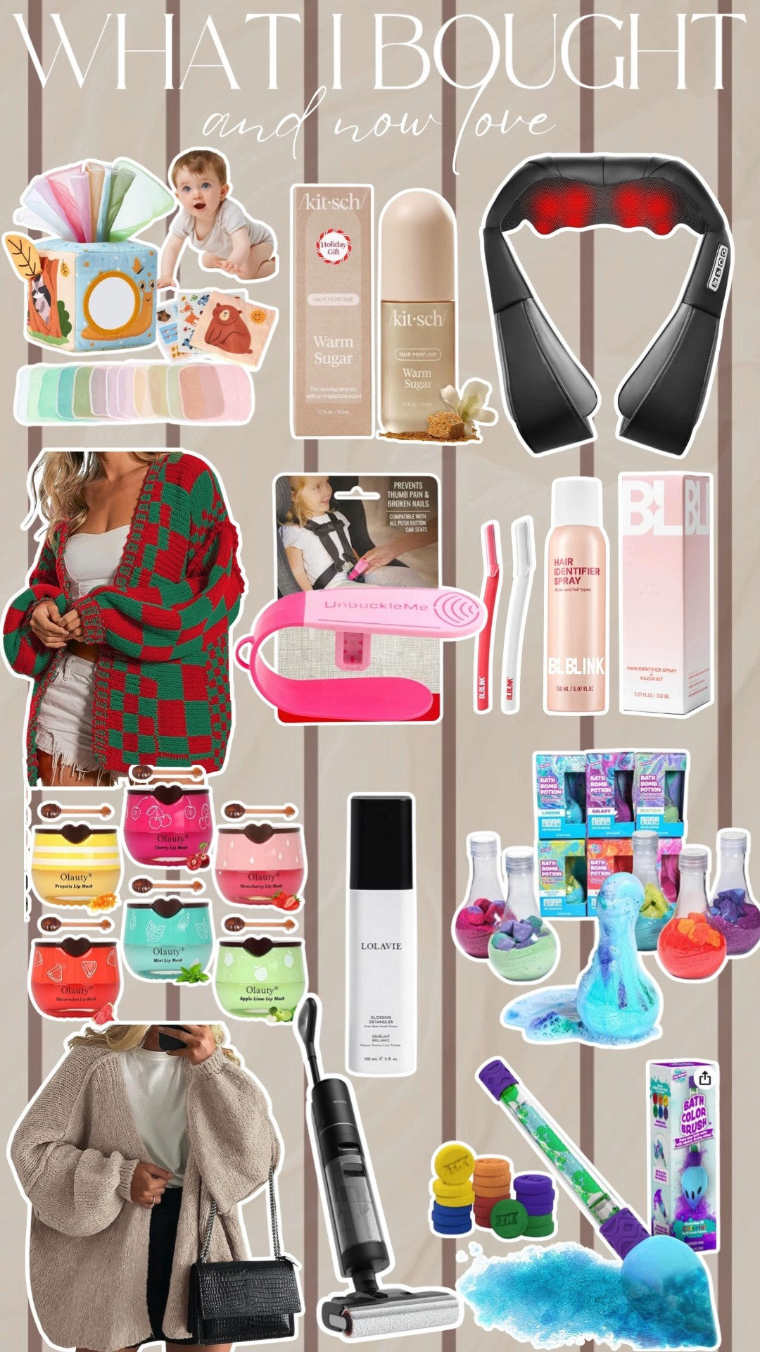 recently purchased.neck massager. kitsch. baby toy. cardigan. sweater. lip mask. detangler. bath favorites. wet vac.  

 #LTKFindsUnder50 #LTKFindsUnder100