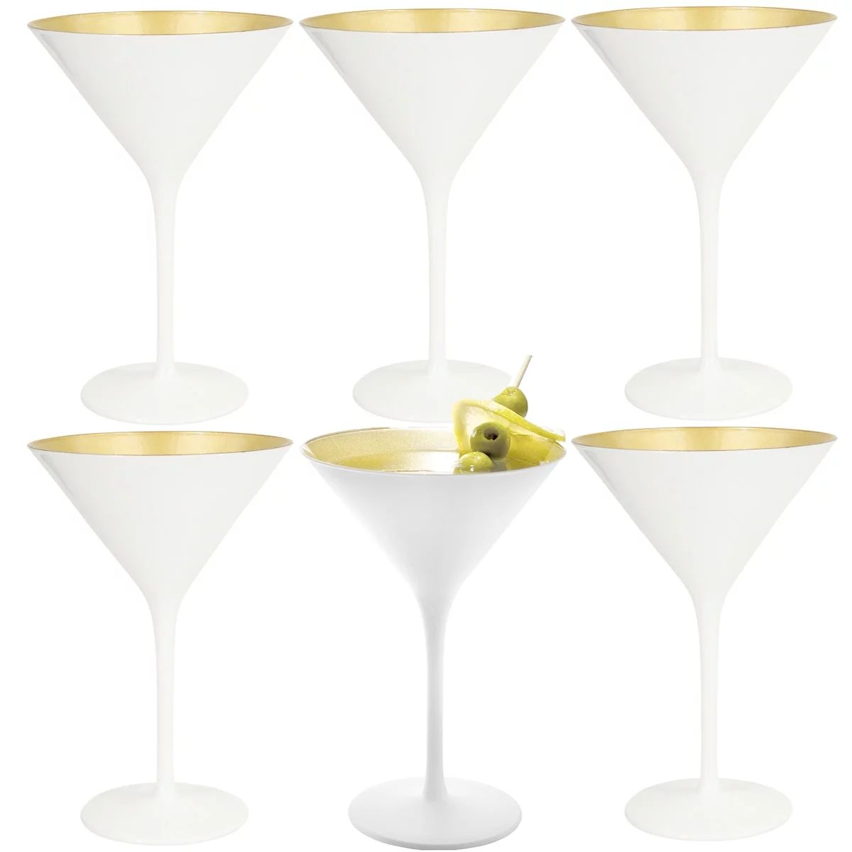 Stolzle (6 Pack) Glisten 8.5oz Martini Glass Set Glossy White Metallic | Walmart (US)