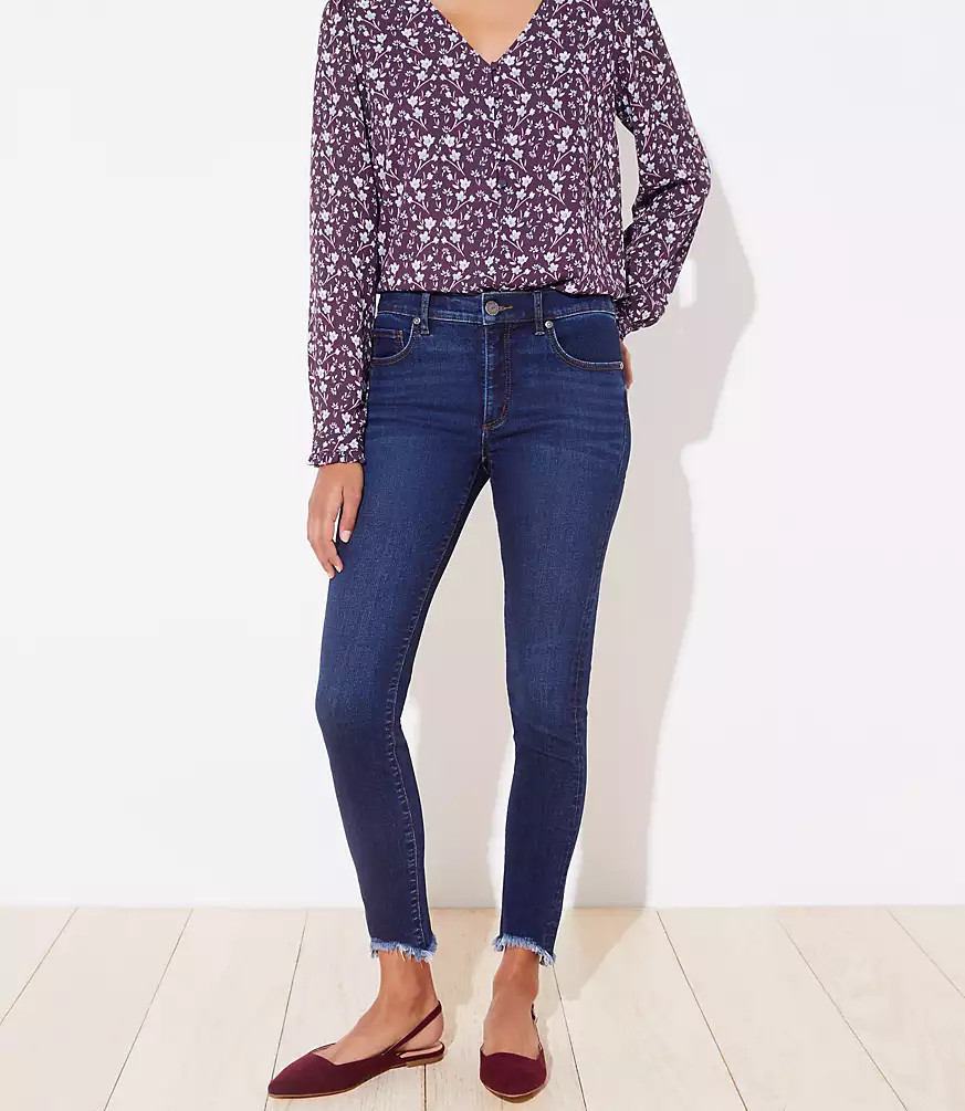 Petite Chewed Hem Slim Pocket Skinny Jeans | LOFT | LOFT