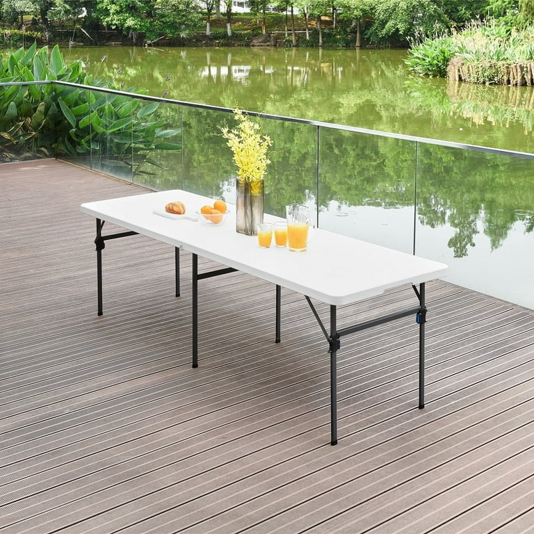 Mainstays 8 Foot Fold-in-Half Table, White - Walmart.com | Walmart (US)