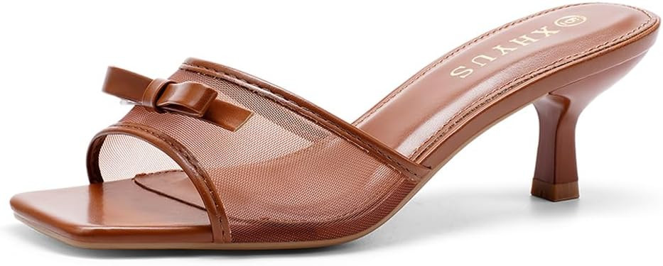 Women's Square-Toe Open-Toe Stiletto Sandals Stylish open-toe mule design Comfortable low-heel co... | Amazon (US)