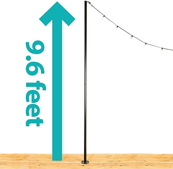 IYN Stands Outdoor String Light Pole Stand, 9'6" Ft. Durable Powder Coated Steel, Weather Resista... | Amazon (US)