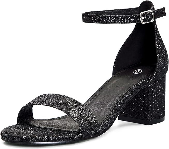 mysoft Women's Chunky Low Heels Open Toe Block Heeled Dress Ankle Strap Pump Wedding Sandals | Amazon (US)