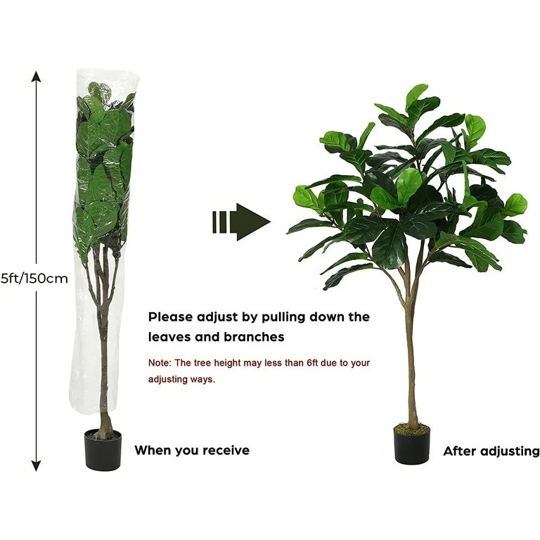 Artificial Plant Fiddle Leaf Fig Tree, 5ft 64 Leaves Natural Faux Tree in Pot Artificial Tree for... | Walmart (US)