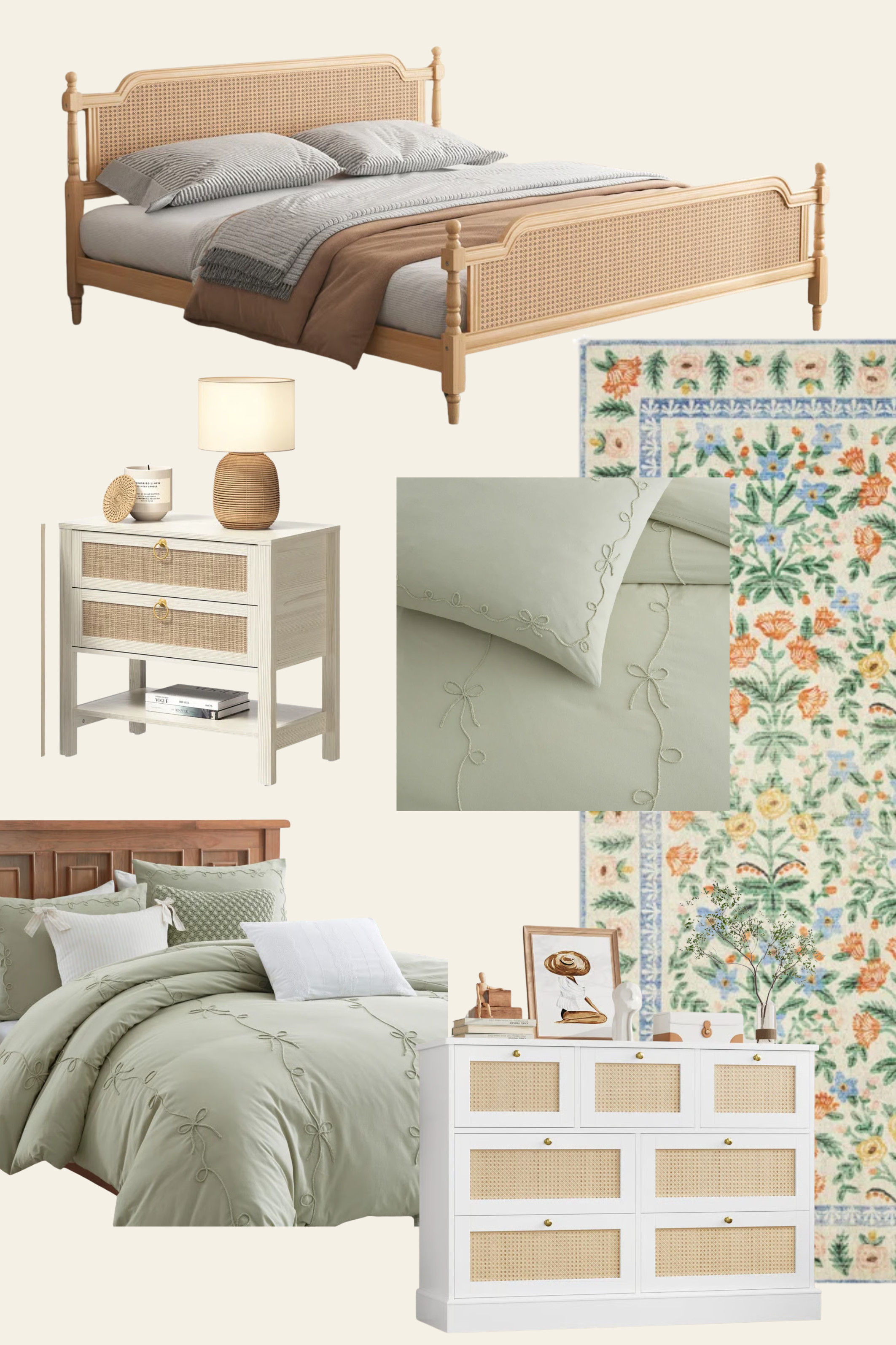 Green & Cane Bedroom Inspo | Wayfair Finds

Refresh your space with these Wayfair finds featuring timeless cane details and soft green tones. A rattan bedframe pairs beautifully with a white cane dresser and matching nightstand. Cozy embroidered bedding in sage green adds texture, while a colorful floral rug ties the room together. Neutral accents and a warm lamp finish off this charming and inviting bedroom look.

Wayfair bedroom inspo, cane bedframe, white cane dresser, rattan nightstand, embroidered sage bedding, floral rug, cozy bedroom finds, farmhouse bedroom, cottagecore bedroom, modern vintage bedroom, green bedroom decor, Wayfair furniture, cane furniture style, chic bedroom design, neutral and green bedroom. 

 #LTKHome